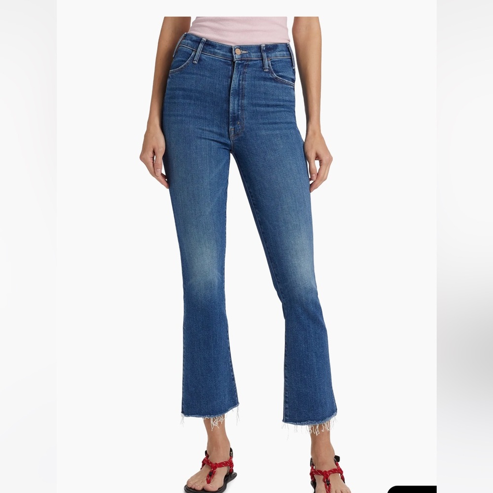 MOTHER Blue Ankle Cropped Jeans with Flare
